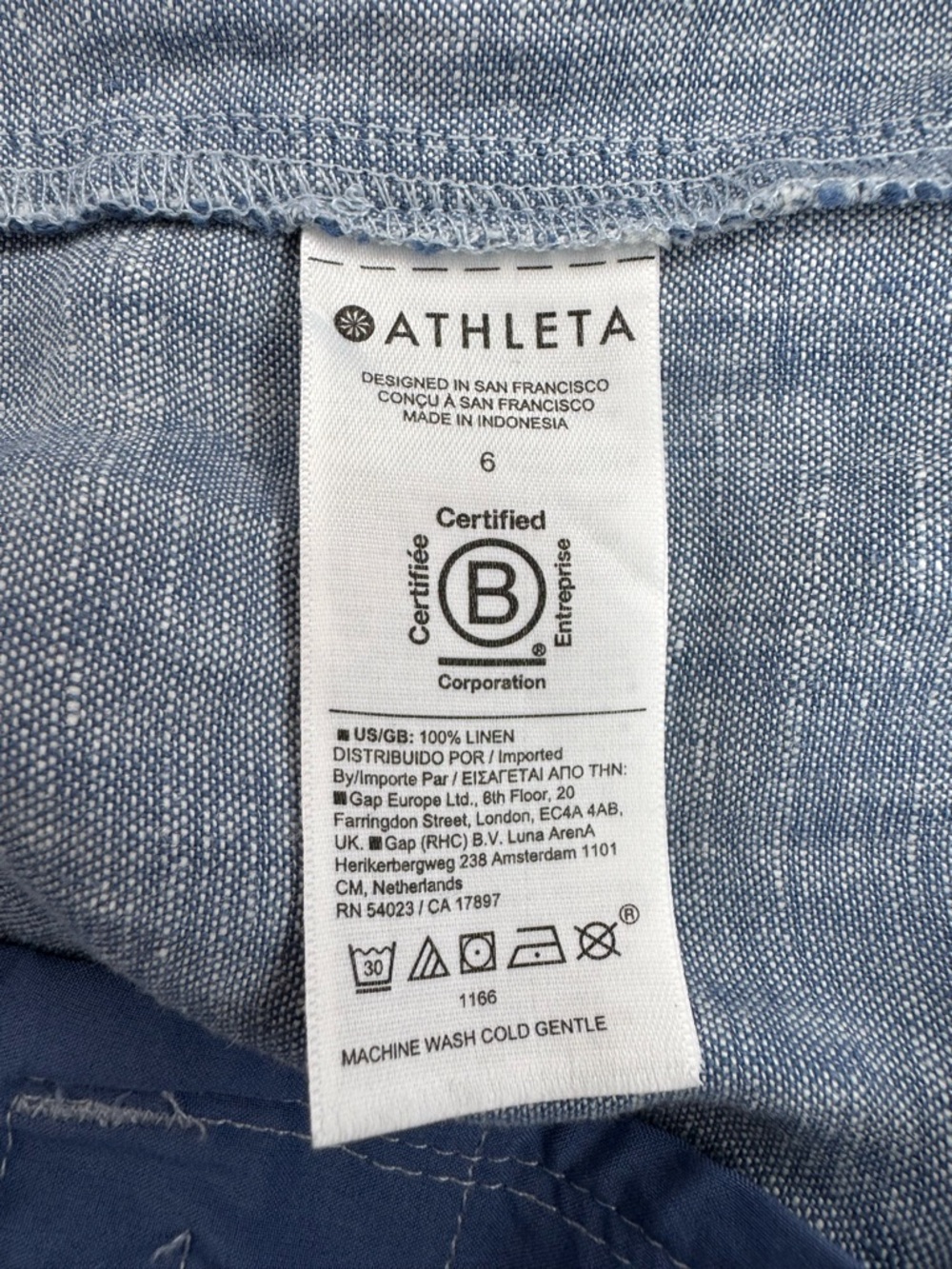 Athleta Cabo Linen Wide Leg Pant Chambray Blue Drawstring Women’s Size 6 - Picture 14 of 15